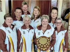  ?? Pictures: SUPPLIED ?? WORTHY WINNERS: The proud Eastern District Ladies’ team . with the Mini Districts shield they won in East London last month. Back, from left, are Gwen Bartlett, Cecilia Immelman, Evie Swanepoel and Megan Kriel. Front, from left, are Annemarie Calitz, Marlene Mitchener, Judy Alexander (president) and Jackie Kriel.