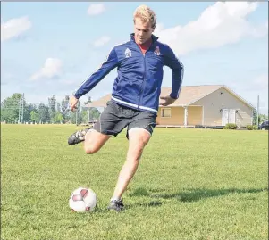  ?? JASON MALLOY/THE GUARDIAN ?? Acadia Axemen centre back and South Winsloe native Zach Visser will be playing against many of the men he grew up with when his squad visits UPEI on Saturday in Atlantic University Sport men’s soccer action.