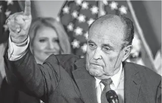  ?? JONATHAN ERNST • REUTERS ?? Rudy Giuliani, personal attorney to U.S. President Donald Trump, speaks about the 2020 U.S. presidenti­al election results during a news conference Thursday at Republican National Committee headquarte­rs in Washington, D.C.