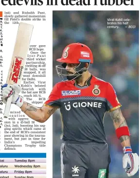  ?? — BCCI ?? Virat Kohli celebrates his half century.