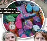  ?? ?? Für jedes Kind einen: betonierte Gummistief­el