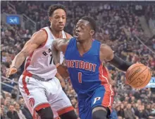  ?? NICK TURCHIARO, USA TODAY SPORTS ?? The Magic want to acquire Pistons guard Reggie Jackson, right, but who will the team give up to get him?