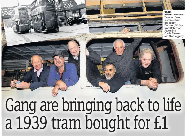  ??  ?? Team effort Summerlee Transport Group members (from left) Bobby Davidson, Bill Guy, Innes Robertson, Azeem Din, Charlie McAloon and Allan Taggarty