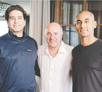  ?? WONDERFI ?? The WonderFi Technologi­es executive team, from left, Bitbuy president Dean Skurka, WonderFi strategic investor and Shark Tank star Kevin O'Leary and WonderFi chief executive Ben Samaroo.