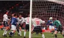  ?? Photograph: Matthew Impey/Shuttersto­ck ?? Joe Murphy fails to keep out Matt Elliott’s winning goal in the 2000 League Cup final.