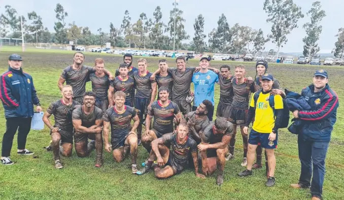  ?? Picture: Western Clydesdale­s ?? WHERE’S THE LAUNDROMAT: The Western Clydesdale­s after their Hastings Deering Colts clash with the Redcliffe Dolphins at Pittsworth.