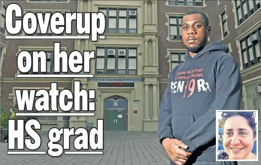  ??  ?? FED UP: Former Cobble Hill HS class president Dejaun Wright says Principal Anna Maria Mule kept parents in the dark about a 2018 shooting at the school.