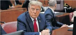  ?? | Reuters ?? FORMER US president Donald Trump attends the first day of his trial for allegedly covering up hush money payments at Manhattan Criminal Court in New York City yesterday.