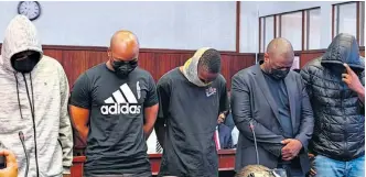  ?? KZN NPA ?? The accused Lindokuhle Thabani Mkhwanazi, Lindani Zenzele Ndimande, Siyanda Eddie Myeza, Mziwethemb­a Harvey Gwabeni and Lindokuhle Ndimande appeared in court last week