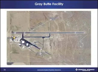  ?? SCREENSHOT ?? General Atomics Aeronautic­al Systems Inc. is looking to renew the conditiona­l use permit for its Gray Butte facility near Lake Los Angeles. The former auxiliary airfield served as a World War II training site.
