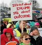  ??  ?? Primary school teachers and principals march in Hamilton as part of a nationwide strike in August.