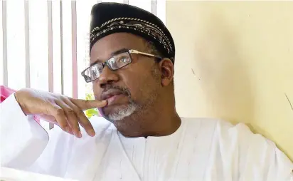 ?? Photo: EFCC ?? Former Minister of FCT, Sen. Bala Mohammed, during his appearance at the FCT High Court in Abuja yesterday, over a six-count charge bordering on abuse of office, false declaratio­n of assets and fraud to the tune of N864 million