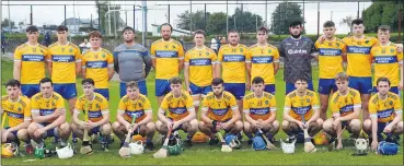  ?? (Pic: P O’Dwyer) ?? The Ballyhooly JA hurling panel, before the Hibernian Hotel JAHC quarter-final versus Clyda Rovers in Kildorrery last Sunday.