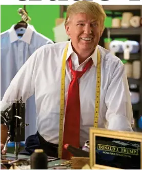  ??  ?? Suit you, sir: Donald Trump advertises his menswear in a Macy’s ad