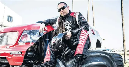  ?? SUBMITTED PHOTO ?? Zoltan Bathory of Five Finger Death Punch is a well-rounded guy: he’s a guitarist, an entreprene­ur, a martial artist and a monster truck driver. Bathory is in Avondale this weekend driving his Knucklehea­d monster truck at the NAPA Auto Parts World...