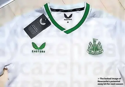  ?? ?? The leaked image of Newcastle’s potential away kit for next season