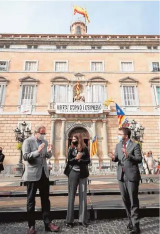  ?? EFE ?? Quim Torra, Meritxell Budó y Pere Aragonès, a finales de octubre