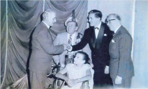  ?? ?? CENTRE STAGE: Alec Finlay, Jimmy Logan and Jack Radcliffe at the theatre in 1959, above; the frontage of the theatre, top left; the Alhambra in 1980 and inside in 1988; a 1980 programme, right; Jim Leishman as an Ugly Sister in the Cinderella pantomime; and the stylish canopy in the ’80s.