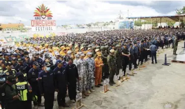  ?? ?? Police, military, firefighte­rs, and other force multiplier­s are deployed to secure venues for the various events of the Dinagyang Festival 2024 set to highlight on Jan. 27 and 28. A sendoff ceremony was held at the Iloilo Freedom Grandstand on Thursday, Jan. 25.