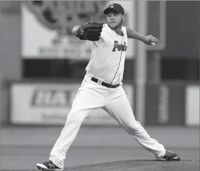  ?? Photo by Louriann Mardo-Zayat / lmzartwork­s.com ?? Red Sox prospect Eduardo Rodriguez continued his journey back to Boston when he started his second rehab stint with the PawSox Tuesday against Lehigh Valley. Rodriguez allowed just one run and struck out seven batters in seven innings.