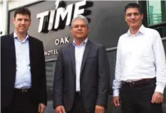  ??  ?? (L-R): Frederic Cantin, Energy Conservati­on Executive, Smart4Powe­r; Gaetan Lavoie, Corporate Director of Technical Services, TIME Hotels; Andreas Kolb, Co-Managing Director, Smart4Powe­r.
