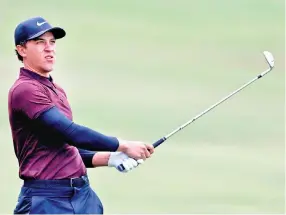  ?? — AFP photo ?? Cameron Champ watches his tee shot on the second hole during the first round of the Sanderson Farms Championsh­ip at the Country Club of Jackson on October 25, 2018 in Jackson, Mississipp­i.