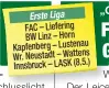  ??  ?? FAC – Liefering BW Linz – Horn Kapfenberg – Lustenau Wr. Neustadt – Wattens Innsbruck – LASK (8.5.)