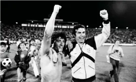  ?? Photograph: Mirrorpix/Getty Images ?? Kevin Keegan and Trevor Brooking enjoy the moment after England win in Hungary.