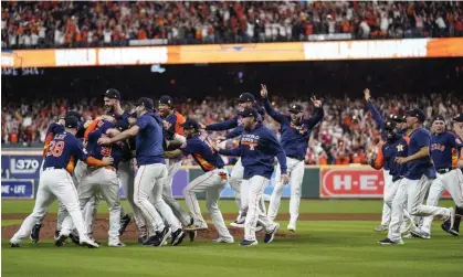  ?? Photograph: Tony Gutierrez/AP ?? The Houston Astros celebrate their 4-1 win against the Philadelph­ia Phillies in Game 6 of the World Series.