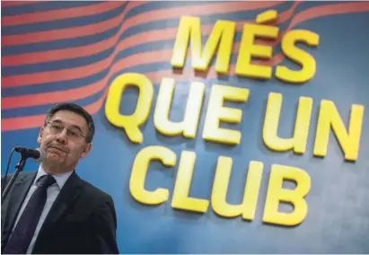  ??  ?? Barça's President Josep Maria Bartomeu