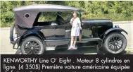  ??  ?? KENWORTHY Line O’ Eight . Moteur 8 cylindres en ligne. (4 350$) Première voiture américaine équipée de freins mécaniques aux quatre roues.