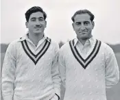  ??  ?? Waqar Hasan, left, with his teammate Shujauddin during Pakistan’s tour of England in 1954: later he became one of his country’s leading industrial­ists