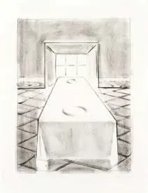  ??  ?? Richard Artschwage­r (1923-2013), Table (Two) and Window, 1982. Lithograph printed in black on rag paper. Gift of Jean Crutchfiel­d and Robert Hobbs. Courtesy Reynolda House Museum of American Art, © 2020 The Estate of Richard Artschwage­r / Artists Rights Society (ARS), New York.