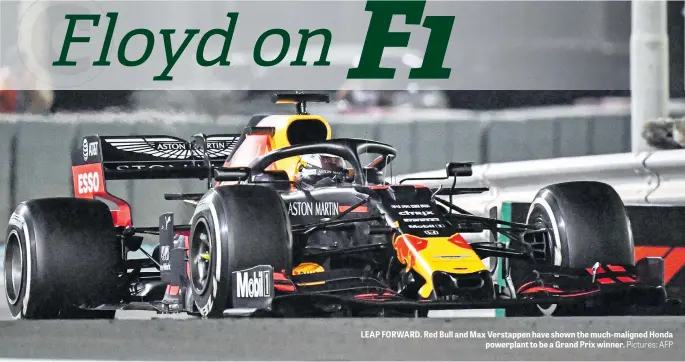  ?? Pictures: AFP ?? LEAP FORWARD. Red Bull and Max Verstappen have shown the much-maligned Honda powerplant to be a Grand Prix winner.