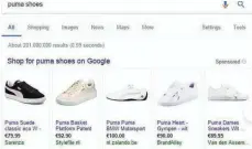  ?? GOOGLE ?? An example of Google Shopping results for Puma shoes.