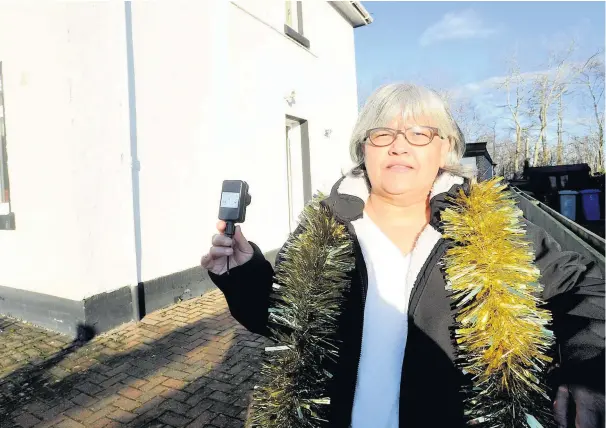  ??  ?? In the dark Gutted grandma Satti McGarry has no idea who would be cruel enough to steal her Christmas lights projector