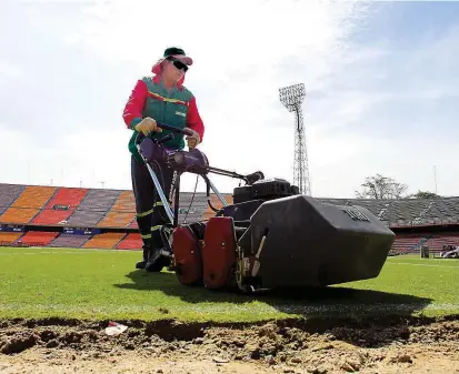  ?? FOTO ?? Las obras que se realizaron en la cancha del estadio Atanasio Girardot permitirán mejorar el sistema de drenaje del escenario deportivo.