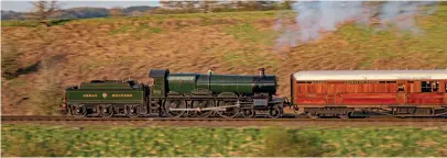  ?? HENRY THOMAS ?? Lady of Legend is seen powering well up Eardington Bank while catching the last rays of the evening sun on April 17. Sadly only a mile down the line on arrival into Bridgnorth, the locomotive was declared a failure due to a minor mechanical problem, and would not be in traffic for the final day of the gala.