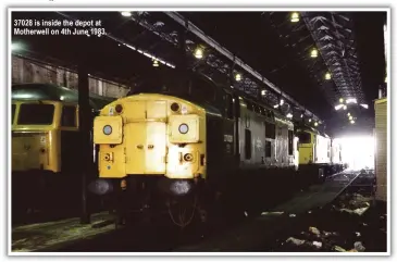  ??  ?? 37028 is inside the depot at Motherwell on 4th June 1983.