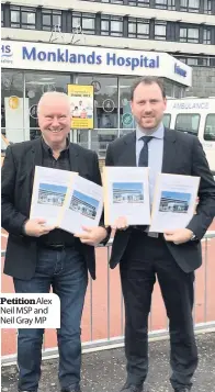  ??  ?? Petition Alex Neil MSP and Neil Gray MP