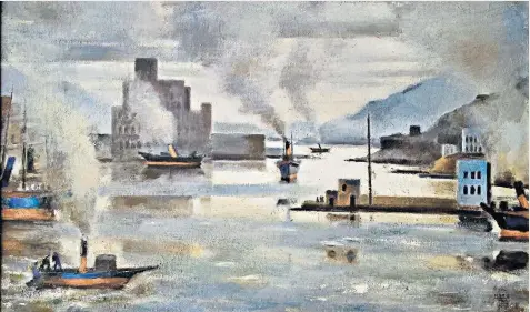  ??  ?? Full steam ahead: Piraeus at Dawn, by the Egyptian artist Mahmoud Said, the top lot in an online Middle Eastern art sale at Sotheby’s