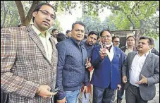 ?? SONU MEHTA/HT PHOTO ?? A few of the Aam Aadmi Party MLAS, who have challenged the Centre’s notificati­on disqualify­ing them as legislator­s, in the Delhi high court on Wednesday.