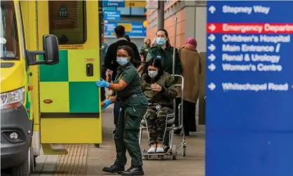  ?? Photograph:Guy Bell/Rex/Shuttersto­ck ?? The number of people in hospital in England with Covid has soared in recent weeks.