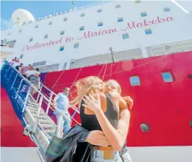  ?? | ARMAND HOUGH Independen­t Newspapers ?? CHANTE van der Spuy, a mechatroni­cs engineer from Stellenbos­ch University, greets her friend, Lise Pretorius, after disembarki­ng from South Africa’s polar research vessel, the SA Agulhas II. The Agulhas returned from her 3-month annual Antarctica voyage yesterday. Aboard the vessel were also 62 team members who had spent 15 months in Antarctica. This was the first season that the vessel had covered two destinatio­ns – Antarctica and Marion Island – on both the outbound and inbound legs, which gave the Department of Public Works and Infrastruc­ture the necessary platform to undertake their annual maintenanc­e activities at the SANAE IV base and the removal of old infrastruc­ture on Marion Island.