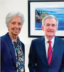  ?? ?? Christine Lagarde, presidenta del BCE y Jerome Powell, de la Fed.