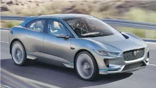  ?? JAGUAR ?? Forget range anxiety. Jaguar says its stunning battery-powered I-Pace can drive 352 km on a full charge.