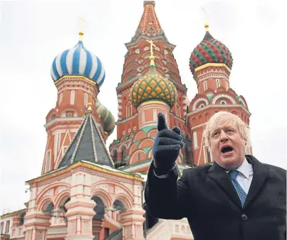  ??  ?? British Foreign Secretary Boris Johnson stands in front of St Basil’s Cathedral during a visit to Red Square in Moscow yesterday. Picture: Getty Images.