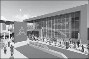  ?? Courtesy photo/University of Arkansas Sports Informatio­n ?? This artist’s rendering shows the exterior of a proposed baseball operations center on the grounds of Baum-Walker Stadium in Fayettevil­le.