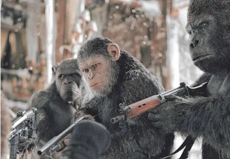  ?? FOTOS (2): FOX DEUTSCHLAN­D ?? Die Affen kämpfen um ihr Recht. Caesar (Andy Serkis, rechts) ist ihr Anführer.