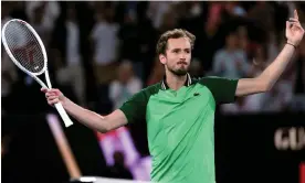  ?? ?? Daniil Medvedev celebrates his comeback win over Alexander Zverev at Melbourne Park. Photograph: Andy Wong /AP